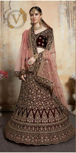 Load image into Gallery viewer, Maroon 2 Embroidered Velvet Lehenga with Dupatta