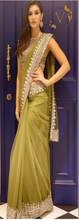 Load image into Gallery viewer, Bollywood Style Lime Green Net Designer Saree
