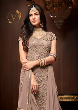 Load image into Gallery viewer, Designer Light Mauve Palazzo Embroidered Suit