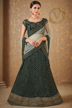 Load image into Gallery viewer, Green Art Silk Lehenga with Dupatta