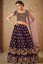 Load image into Gallery viewer, Purple Art Silk Lehenga with Dupatta
