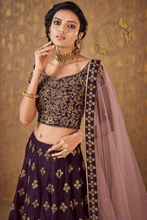 Load image into Gallery viewer, Purple Art Silk Lehenga with Dupatta
