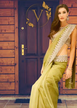 Load image into Gallery viewer, Bollywood Style Lime Green Net Designer Saree