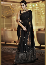 Load image into Gallery viewer, Bollywood Style Black Chiffon Designer Saree