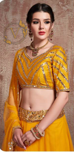 Load image into Gallery viewer, Embroidered Net Lehenga in Yellow