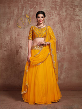 Load image into Gallery viewer, Embroidered Net Lehenga in Yellow