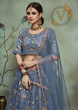 Load image into Gallery viewer, Embroidered Net Lehenga in Light Blue