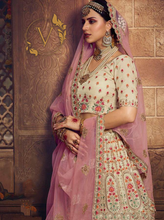Load image into Gallery viewer, Cream Embroidered Organza Lehenga Choli With Dupatta