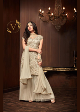 Load image into Gallery viewer, Designer Cream Palazzo Embroidered Suit