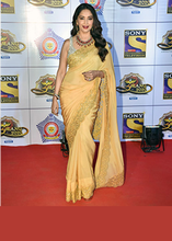 Load image into Gallery viewer, Bollywood Style Georgette Yellow Designer Saree