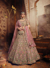 Load image into Gallery viewer, Light Brown Embroidered Georgette Lehenga Choli With Dupatta