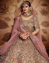Load image into Gallery viewer, Light Brown Embroidered Georgette Lehenga Choli With Dupatta