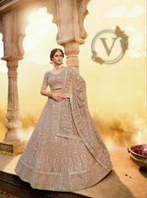 Load image into Gallery viewer, Light Brown Embroidered Georgette Lehenga Choli With Dupatta