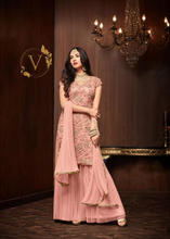 Load image into Gallery viewer, Designer Pink Palazzo Embroidered Suit