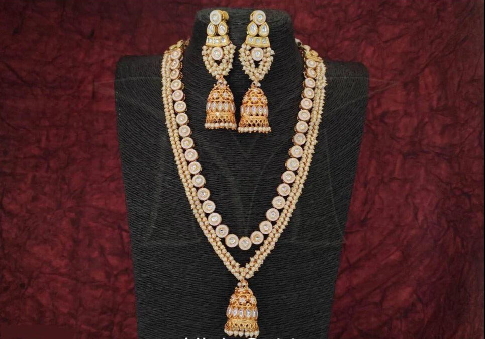 Mothi and Kundan Necklace & Earring Set