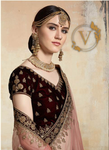 Load image into Gallery viewer, Maroon 1 Embroidered Velvet Lehenga with Dupatta

