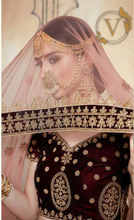 Load image into Gallery viewer, Maroon 6 Embroidered Velvet Lehenga with Dupatta
