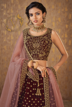 Load image into Gallery viewer, Maroon Art Silk Lehenga with Dupatta
