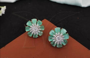 Pista Green Party Wear Earrings With Stones