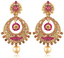 Load image into Gallery viewer, Venus Collections: Pink Gold-Plated Chandbali Earrings https://venus-collections-llc.myshopify.com/
