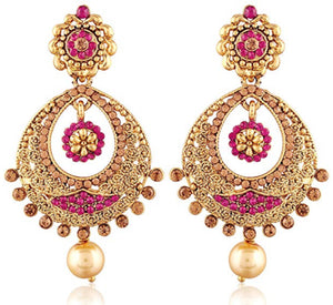 Venus Collections: Pink Gold-Plated Chandbali Earrings https://venus-collections-llc.myshopify.com/