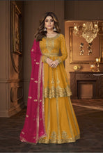 Load image into Gallery viewer, Embroidered Art Silk in Yellow Pink
