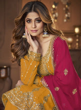 Load image into Gallery viewer, Embroidered Art Silk in Yellow Pink
