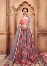 Load image into Gallery viewer, Pink and Blue Designer Lehenga with Dupatta
