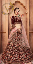Load image into Gallery viewer, Maroon Designer Lehenga with Dupatta
