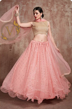 Load image into Gallery viewer, Embellished Net Lehenga in Baby Pink
