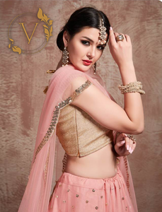 Embellished Net Lehenga in Baby Pink