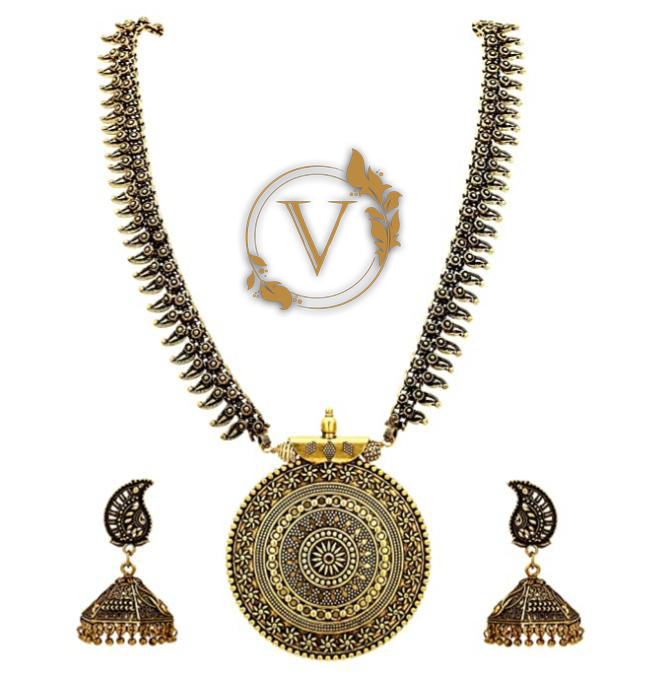 Oxidized German Silver Earring & Necklace Set