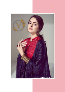 Red and Blue Salwar Suit with Embroidery
