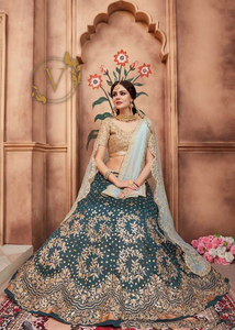 Green Designer Lehenga with Dupatta