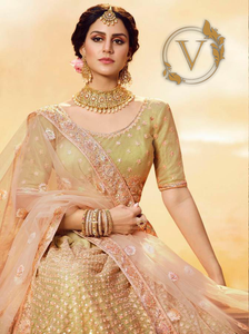 Golden Embroidered Gota Silk Lehenga Choli With Dupatta