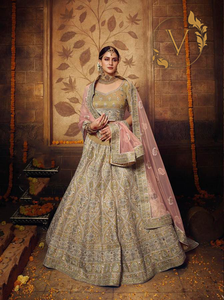 Golden Brown Embroidered Gota Silk Lehenga Choli With Dupatta