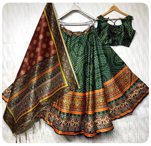 Red and Green Garba Lehenga