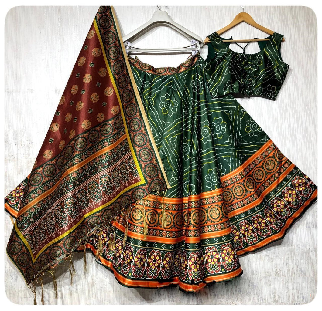 Red and Green Garba Lehenga