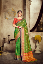 Load image into Gallery viewer, Green Designer Silk Saree
