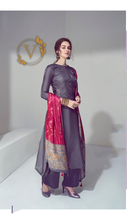 Load image into Gallery viewer, Blue Red Salwar Suit with Embroidery
