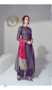 Blue Red Salwar Suit with Embroidery