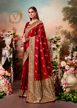 Load image into Gallery viewer, Red Banarasi Jacquard Saree
