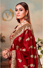 Load image into Gallery viewer, Red Banarasi Jacquard Saree
