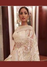 Load image into Gallery viewer, Bollywood Style Pearl White Netted Designer Saree
