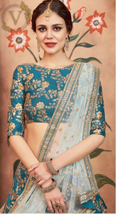 Turquoise Designer Lehenga with Dupatta