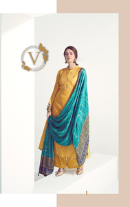 Yellow Blue Salwar Suit with Embroidery